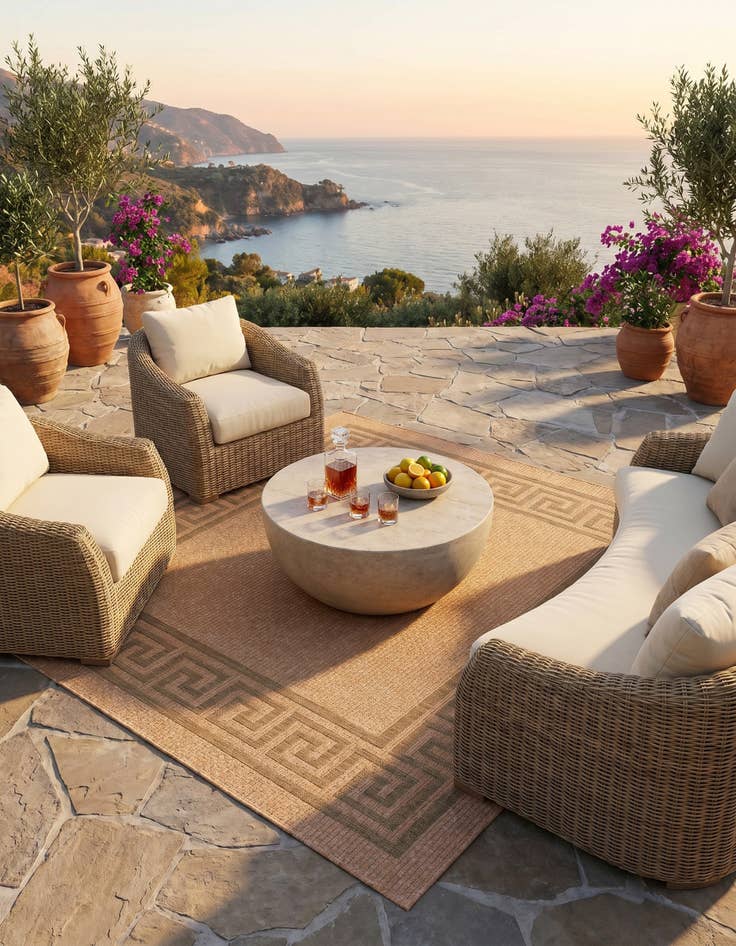 Detail image of 6' x 6' Easy-Clean Border Indoor / Outdoor Square Rug