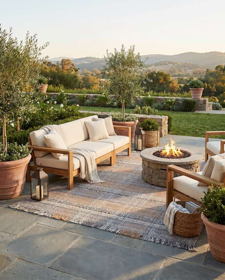 5' 1 x 8' Easy-Clean Eco Plaid Washable Indoor / Outdoor Rug