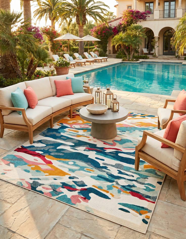 Detail image of 7' 10 x 10' Easy-Clean Casablanca Indoor / Outdoor Rug
