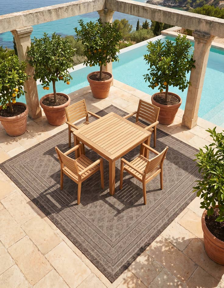 Detail image of 7' 10 x 7' 10 Easy-Clean Lattice Indoor / Outdoor Square Rug