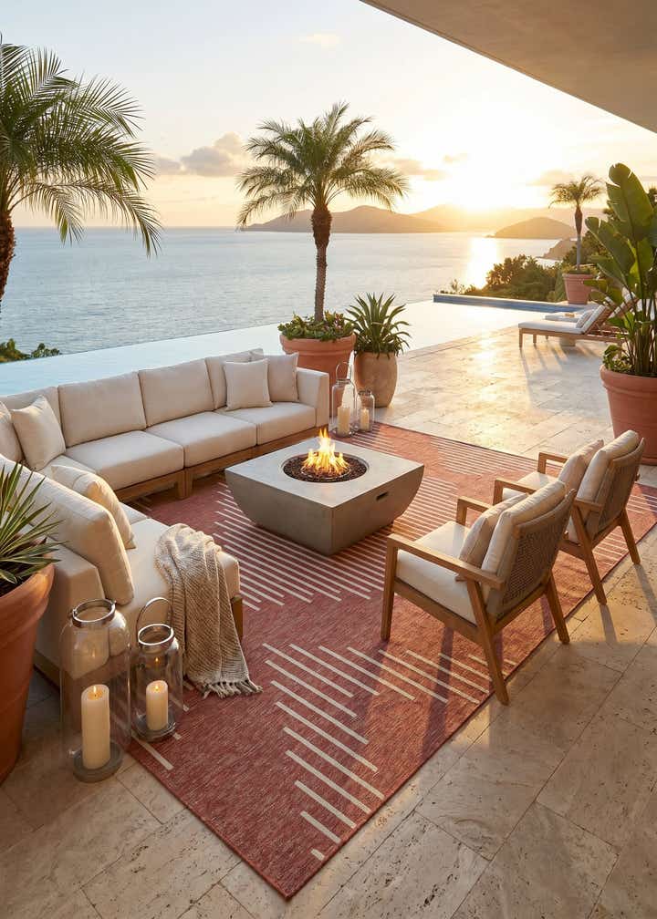 10' x 13' Easy-Clean Modern Indoor / Outdoor Rug