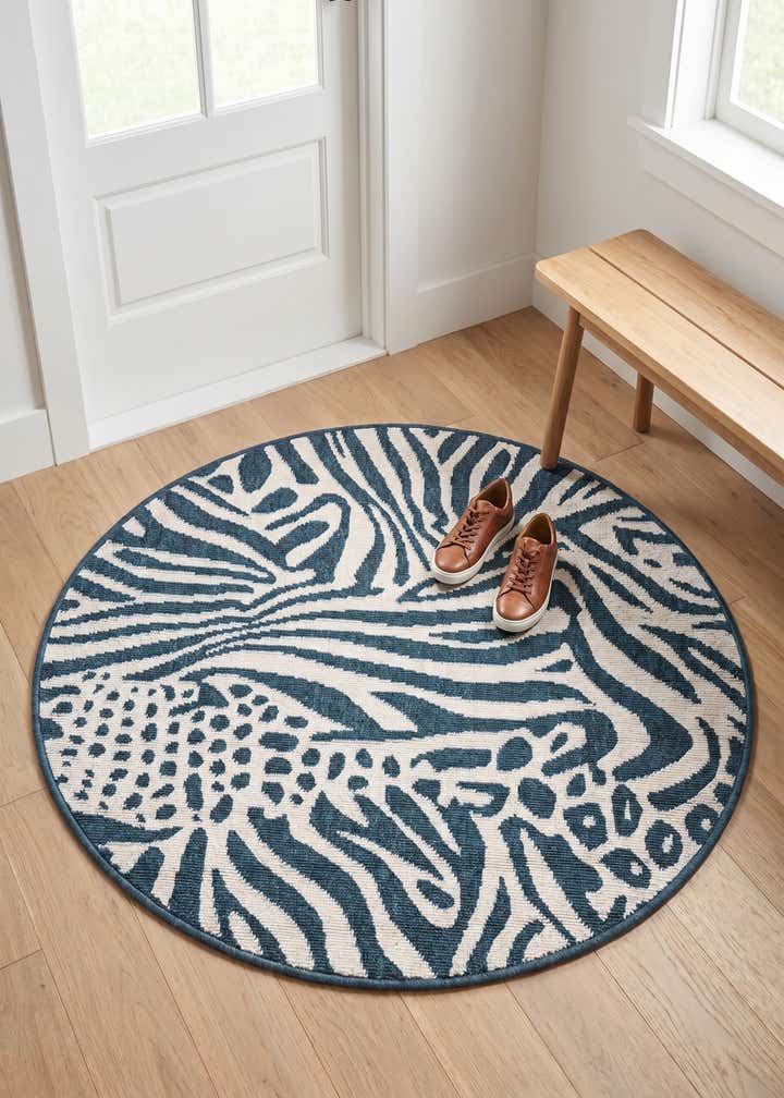 3' x 3' Easy-Clean Safari Indoor / Outdoor Round Rug