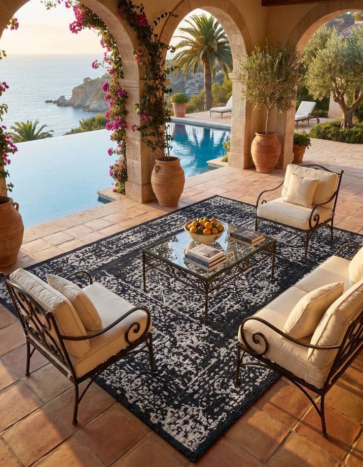 Detail image of 9' x 12' Easy-Clean Traditional Indoor / Outdoor Rug