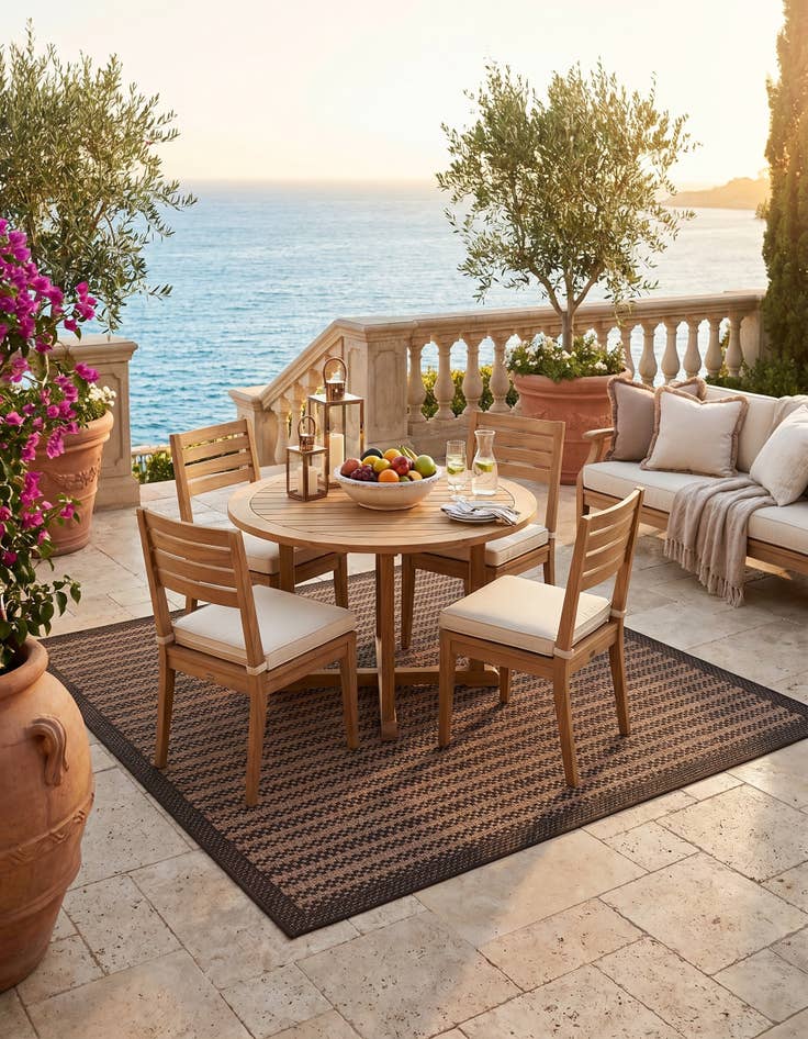 Detail image of 6' x 6' Easy-Clean Border Indoor / Outdoor Square Rug