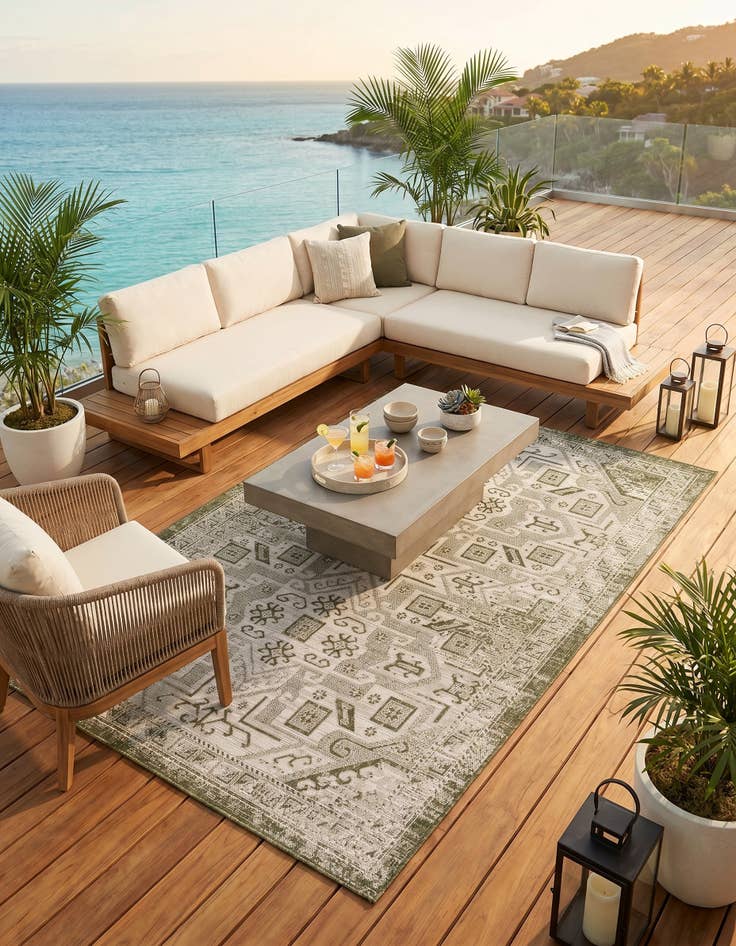 Detail image of 5' 3 x 8' Easy-Clean Aztec Indoor / Outdoor Rug