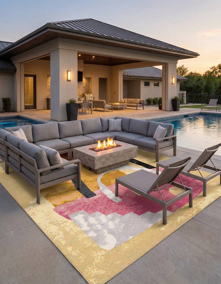 Detail image of 10' x 10' Easy-Clean Modern Indoor / Outdoor Square Rug