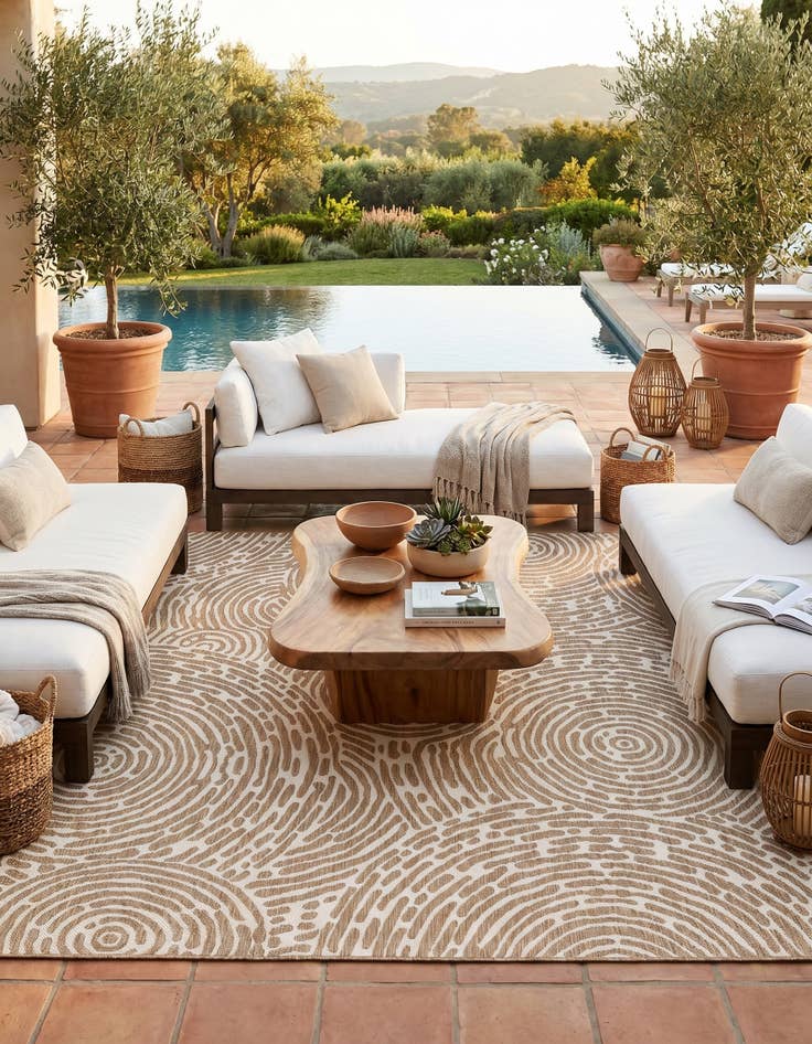 Detail image of 10' x 10' Easy-Clean Modern Indoor / Outdoor Square Rug