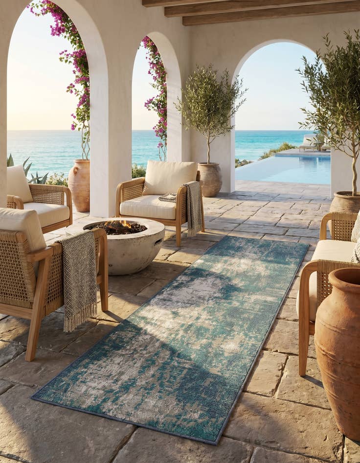 Detail image of 2' x 8' Easy-Clean Coastal Indoor / Outdoor Runner Rug