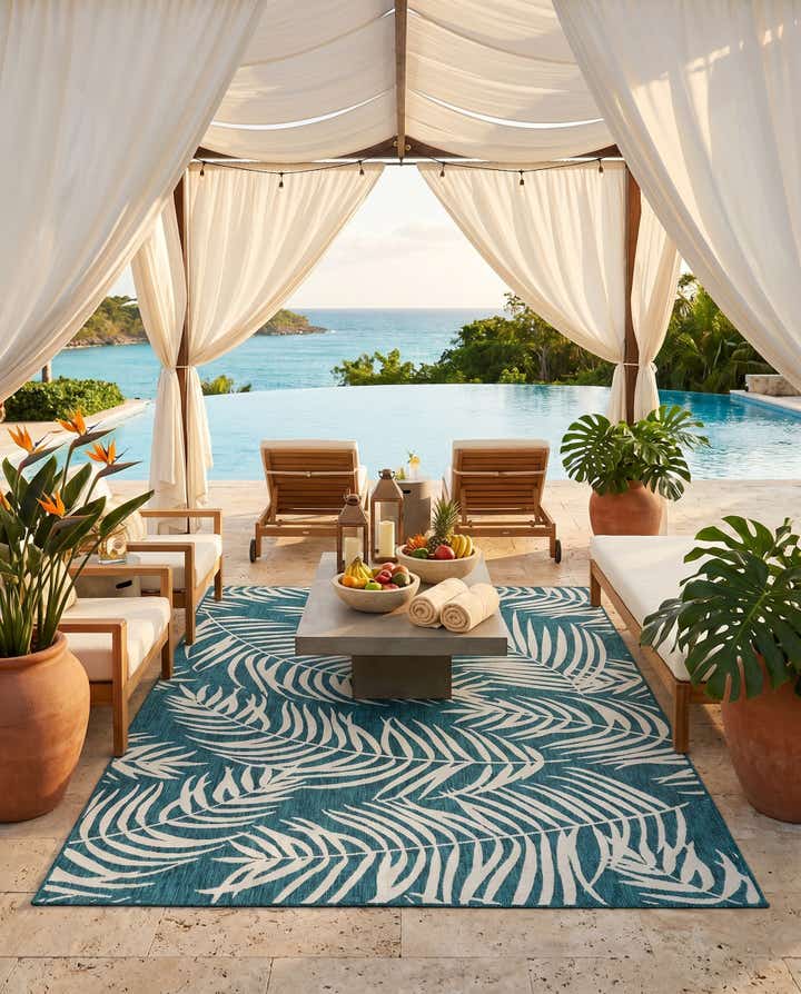 7' 10 x 11' Easy-Clean Botanical Indoor / Outdoor Rug