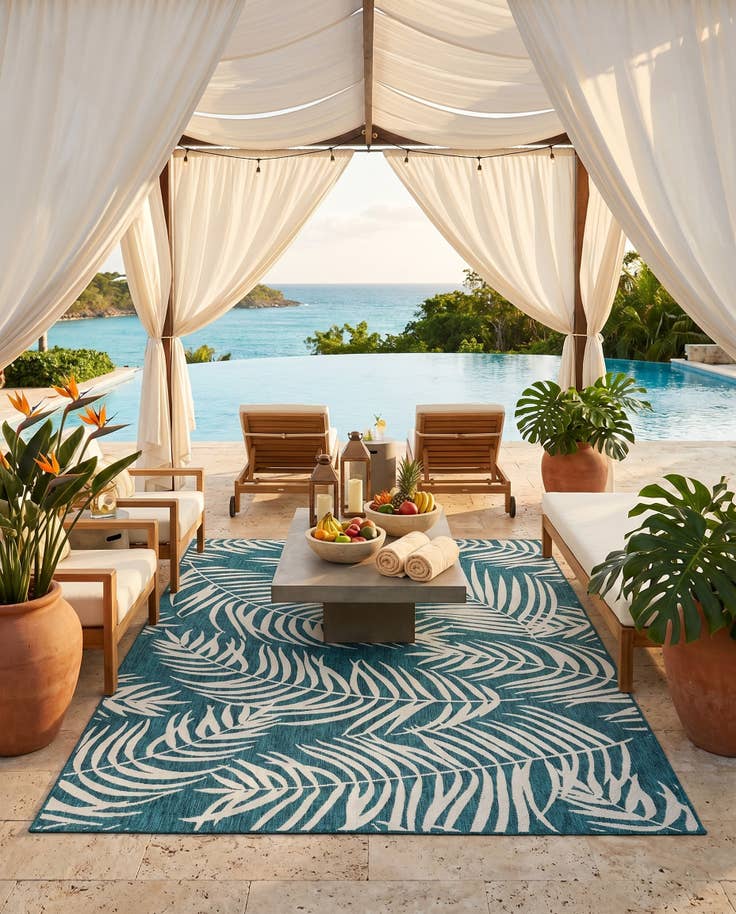 Detail image of 7' 10 x 11' Easy-Clean Botanical Indoor / Outdoor Rug