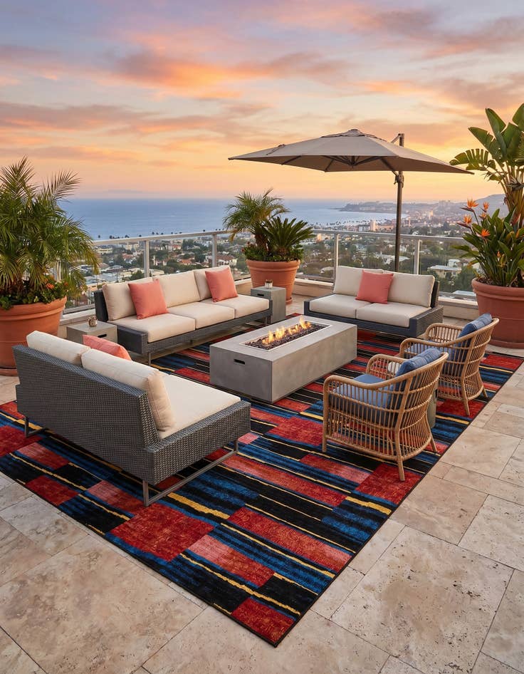 Detail image of 10' x 14' Easy-Clean Modern Indoor / Outdoor Rug