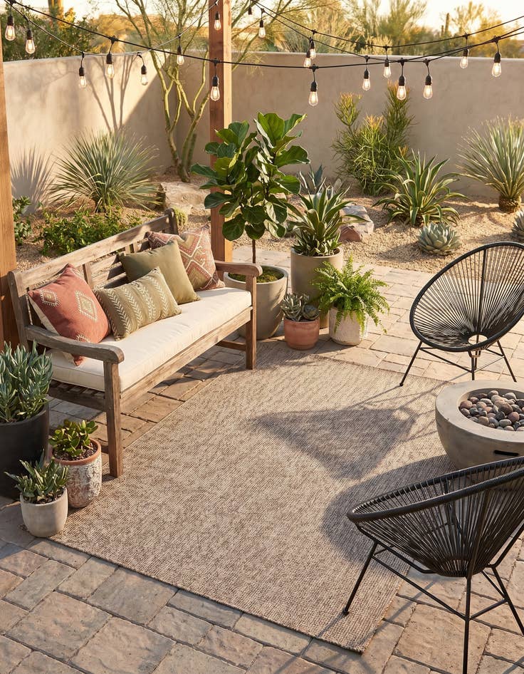 Detail image of 5' 3 x 8' Easy-Clean Solid Indoor / Outdoor Rug