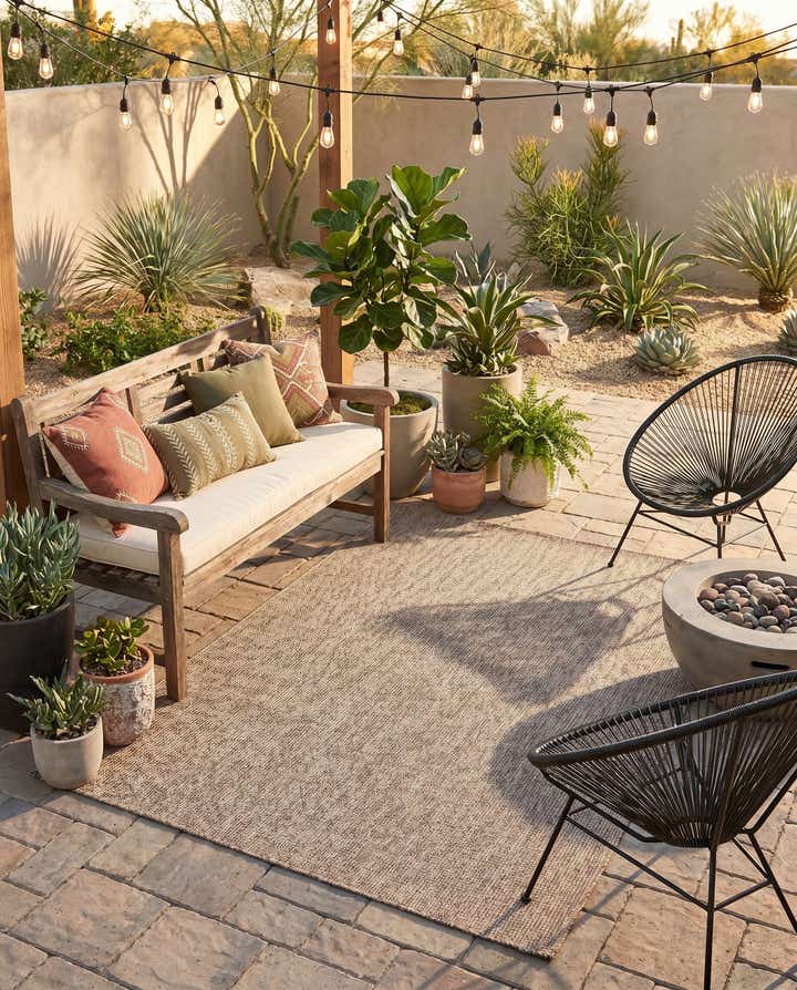 5' 3 x 8' Easy-Clean Solid Indoor / Outdoor Rug