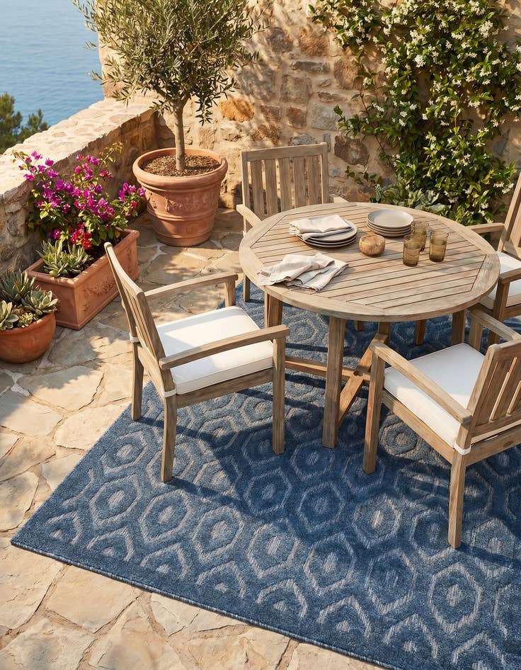 Detail image of 5' 3 x 8' Easy-Clean Trellis Textured Indoor / Outdoor Rug