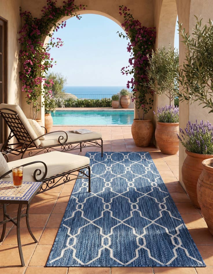 Detail image of 2' x 6' Easy-Clean Trellis Indoor / Outdoor Runner Rug