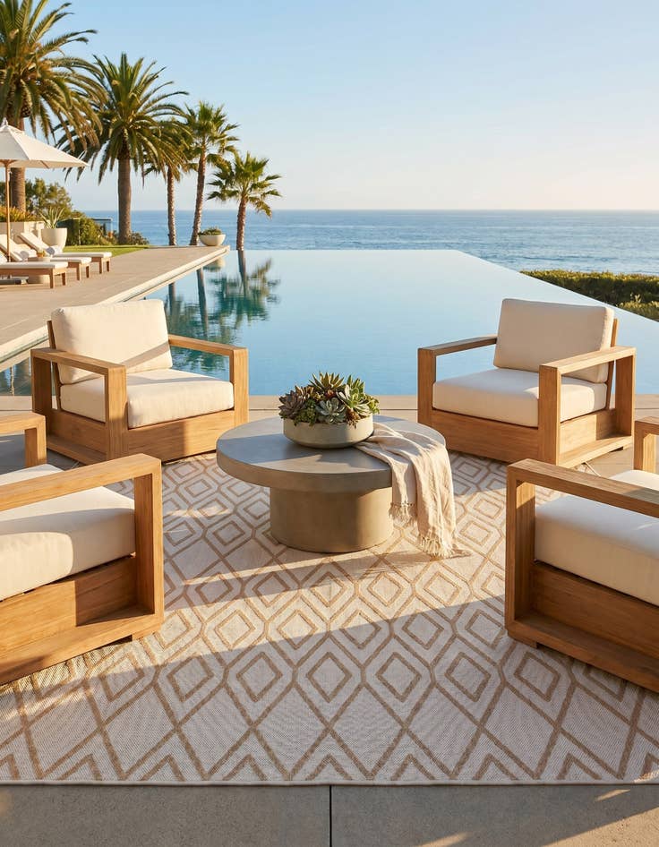 Detail image of 7' 10 x 7' 10 Easy-Clean Jill Zarin Turks and Caicos Indoor / Outdoor Square Rug