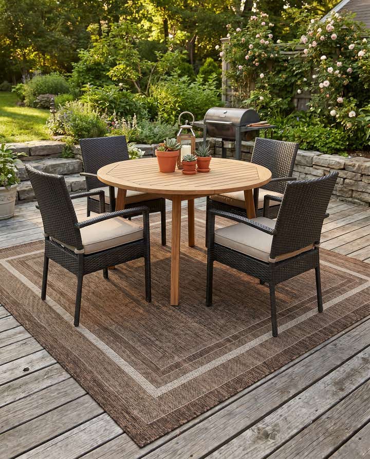 6' 1 x 6' 1 Easy-Clean Border Indoor / Outdoor Square Rug
