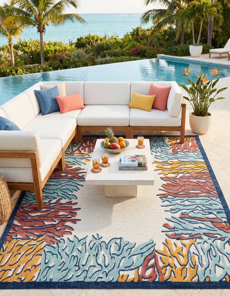 Detail image of 9' x 12' Easy-Clean Belize Indoor / Outdoor Rug