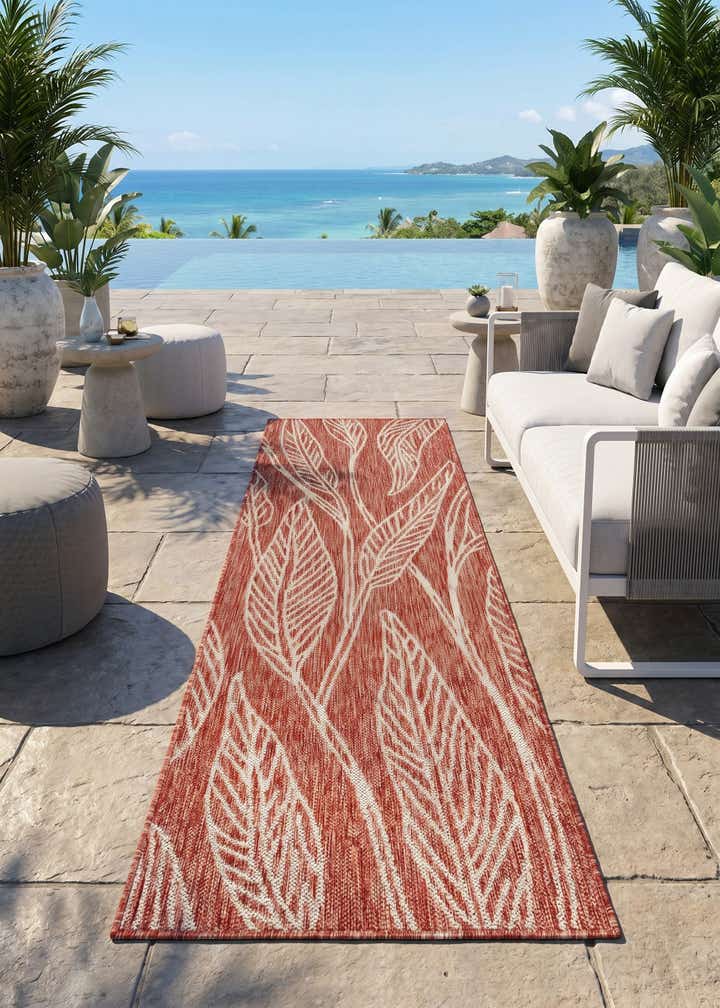 2' x 6' Easy-Clean Botanical Indoor / Outdoor Runner Rug