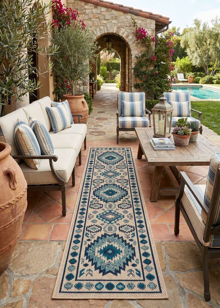2' x 8' Easy-Clean Baja Indoor / Outdoor Runner Rug