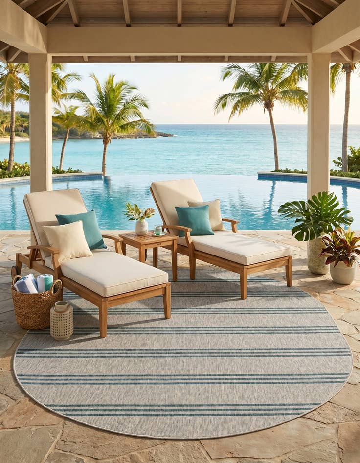Detail image of 7' 10 x 10' Easy-Clean Jill Zarin Anguilla Indoor / Outdoor Oval Rug