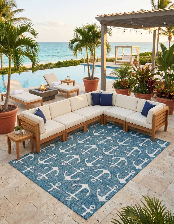 Detail image of 7' x 10' Easy-Clean Coastal Indoor / Outdoor Rug