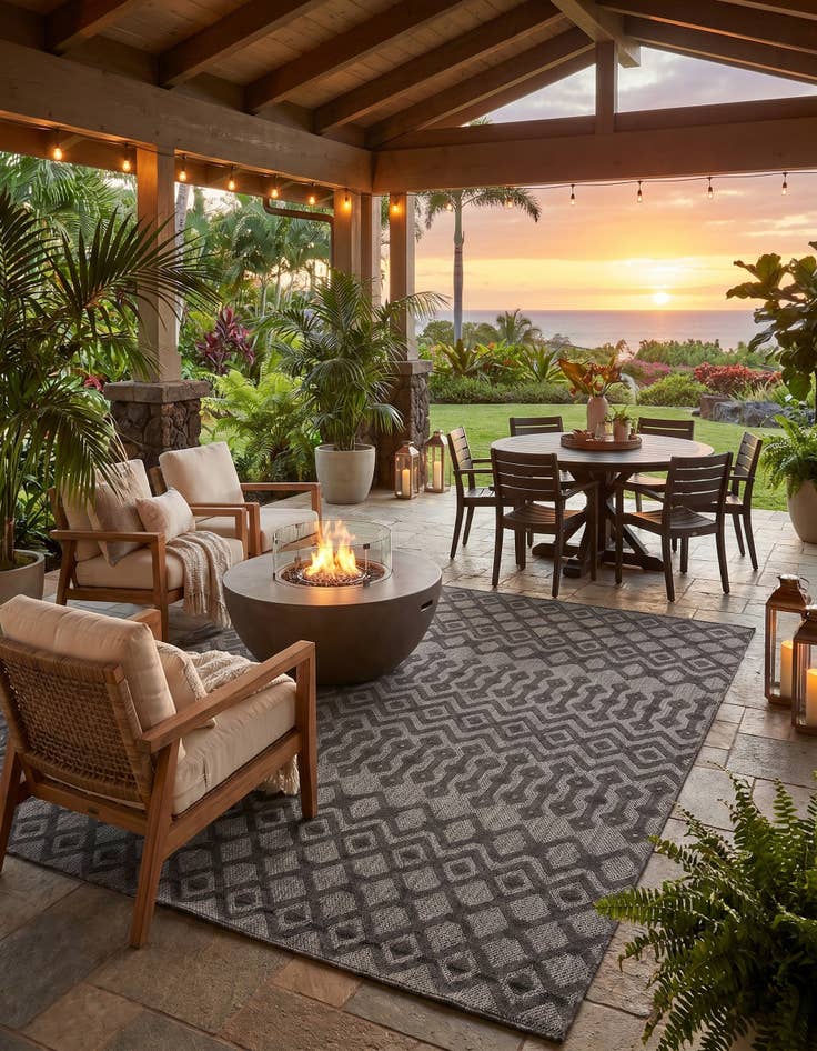 Detail image of 7' 10 x 10' Easy-Clean Trellis Textured Indoor / Outdoor Rug