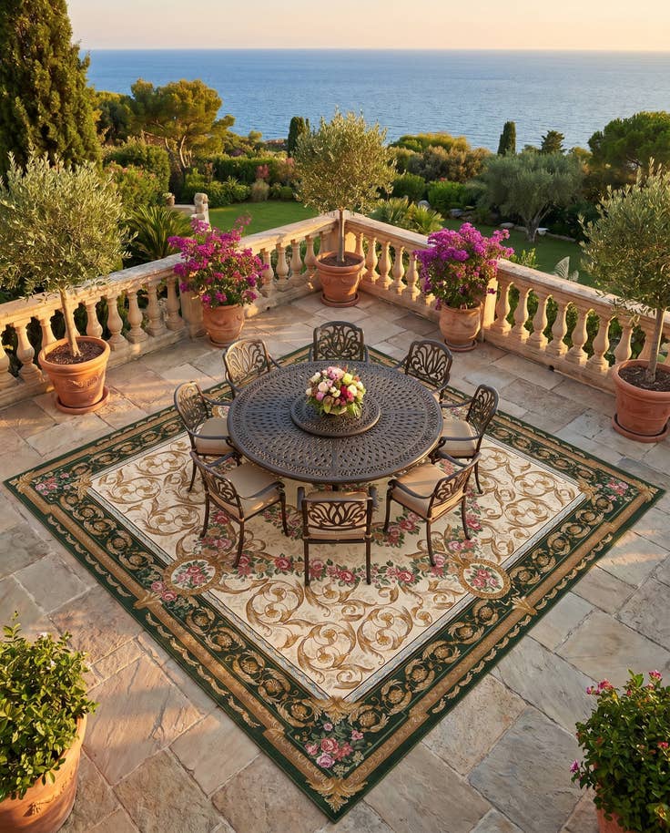 Detail image of 10' x 10' Easy-Clean Traditional Indoor / Outdoor Square Rug