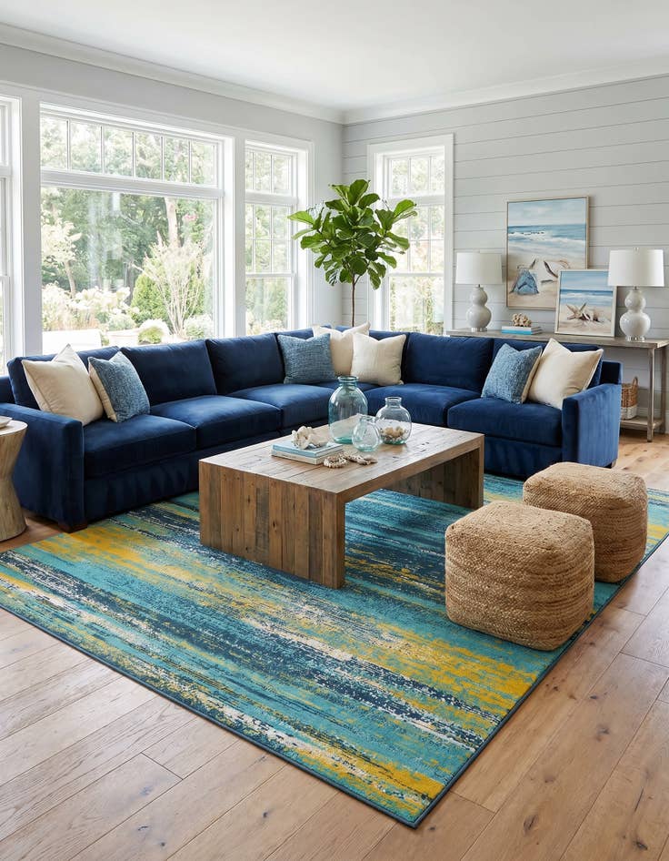 Detail image of 9' x 12' Easy-Clean Coastal Indoor / Outdoor Rug