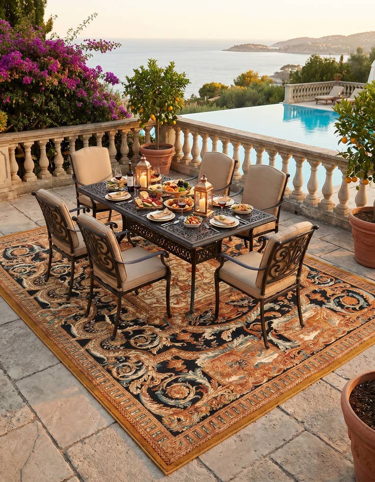 Detail image of 9' x 12' Easy-Clean Traditional Indoor / Outdoor Rug