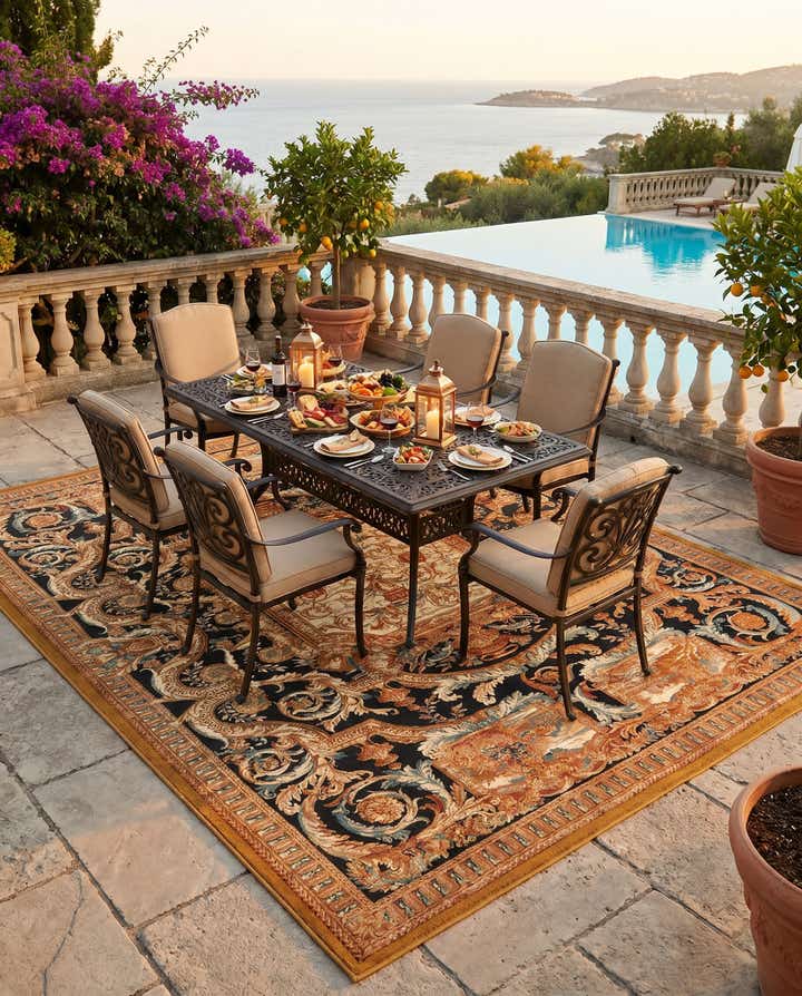 9' x 12' Easy-Clean Traditional Indoor / Outdoor Rug