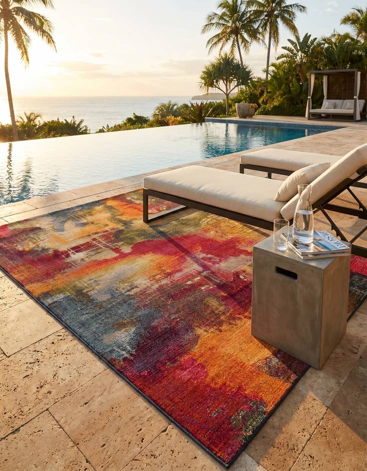Detail image of 5' 3 x 8' Easy-Clean Modern Indoor / Outdoor Rug