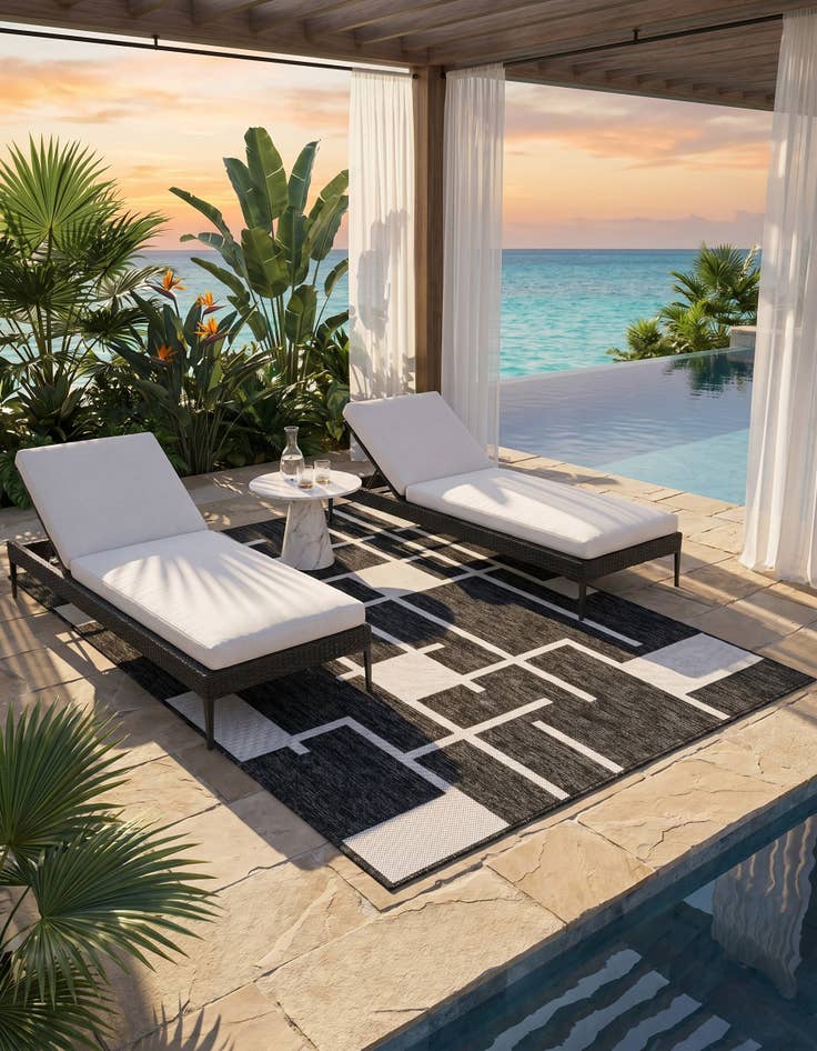 Detail image of 4' x 6' Easy-Clean Modern Indoor / Outdoor Rug