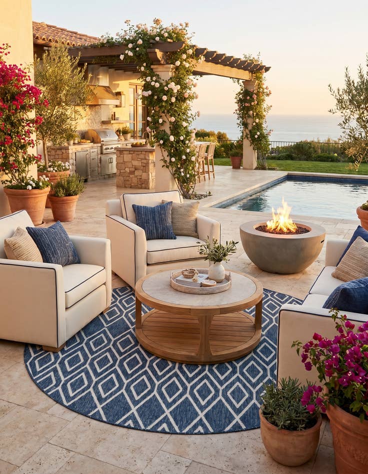 Detail image of 7' x 7' Easy-Clean Jill Zarin Indoor / Outdoor Round Rug