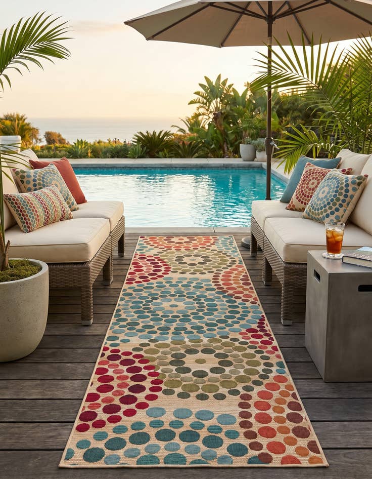 Detail image of 2' x 8' Easy-Clean Modern Indoor / Outdoor Runner Rug