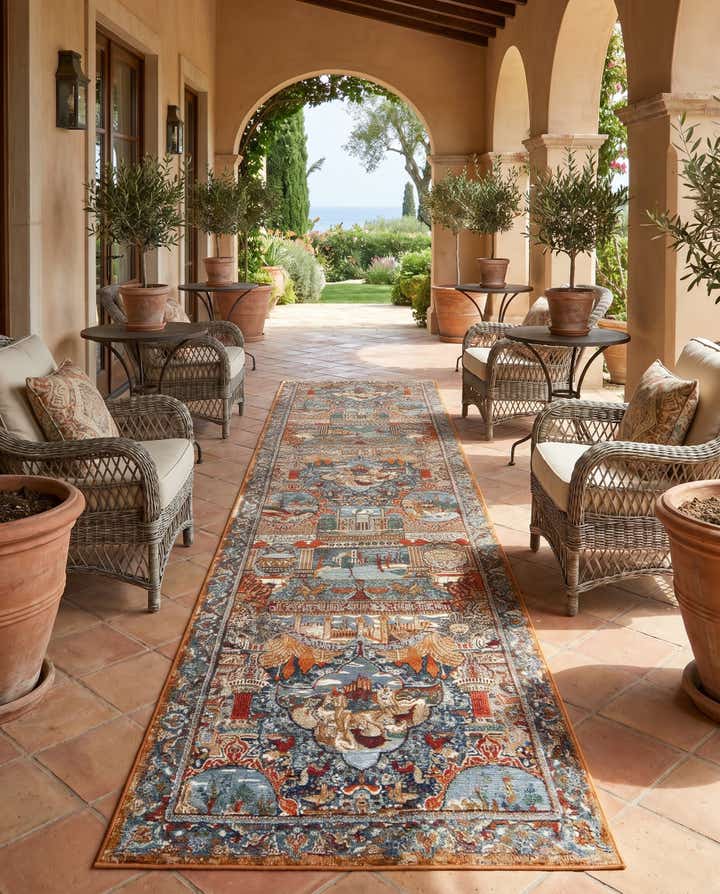 2' 7 x 12' Easy-Clean Traditional Indoor / Outdoor Runner Rug