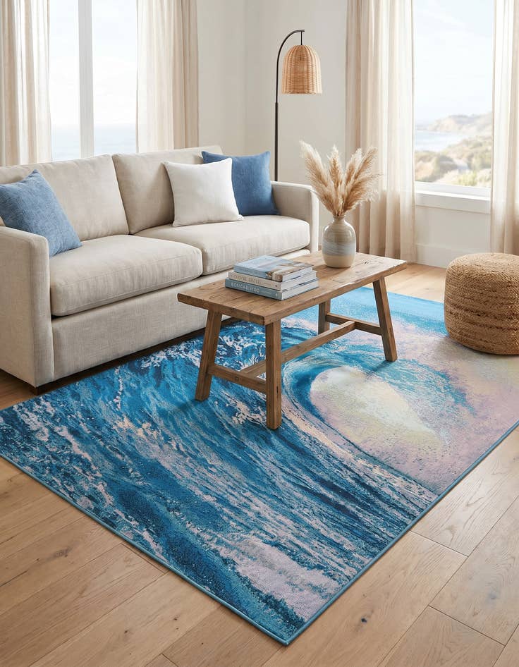 Detail image of 5' 3 x 8' Easy-Clean Modern Indoor / Outdoor Rug