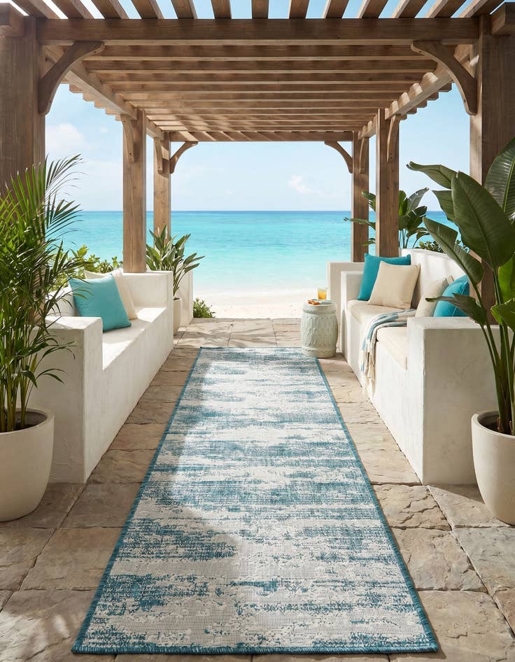 Detail image of 2' x 8' Easy-Clean Modern Indoor / Outdoor Runner Rug