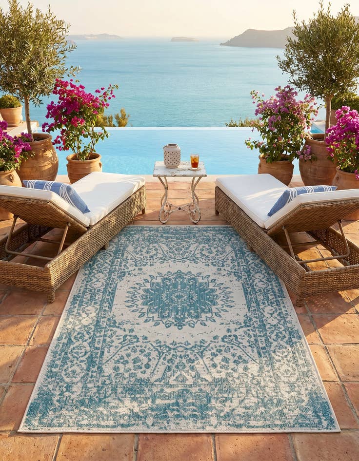Detail image of 4' x 6' Easy-Clean Traditional Indoor / Outdoor Rug