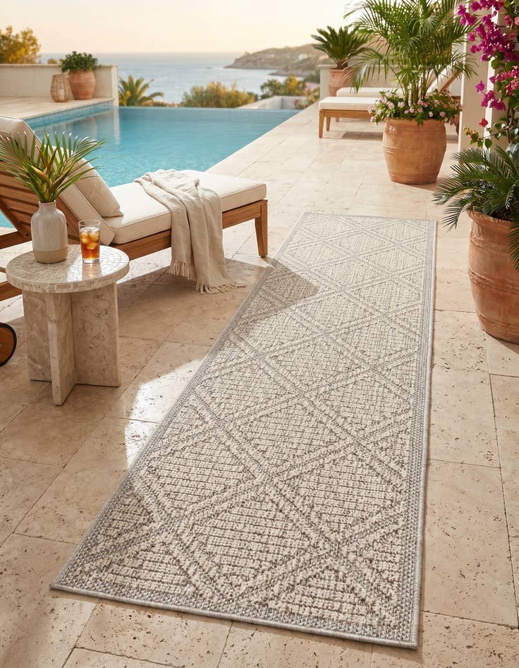 Detail image of 2' x 6' 1 Easy-Clean Trellis Indoor / Outdoor Runner Rug