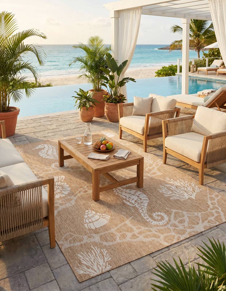 Detail image of 6' x 9' Easy-Clean Coastal Indoor / Outdoor Rug