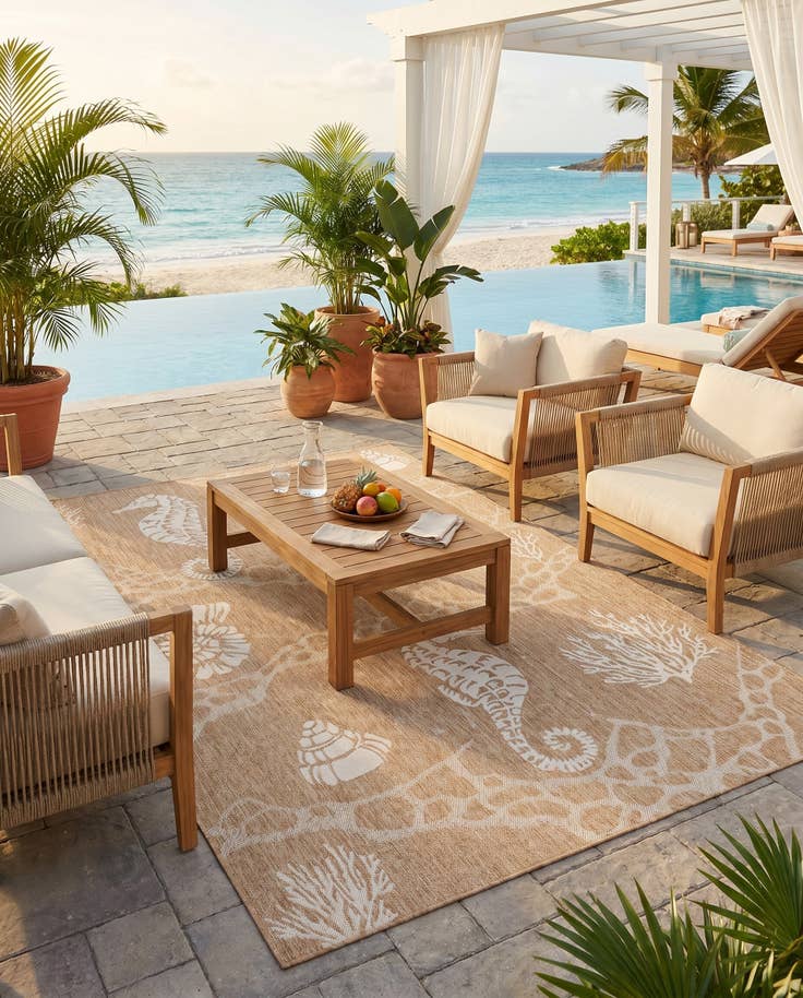 Detail image of 6' x 9' Easy-Clean Coastal Indoor / Outdoor Rug
