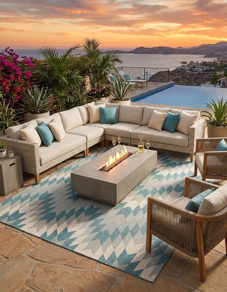 Detail image of 10' x 14' Easy-Clean Modern Indoor / Outdoor Rug