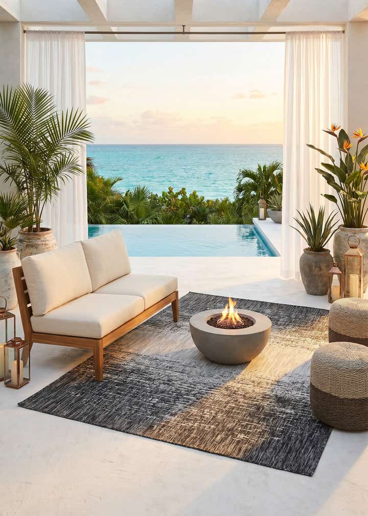 5' 3 x 8' Easy-Clean Modern Indoor / Outdoor Rug