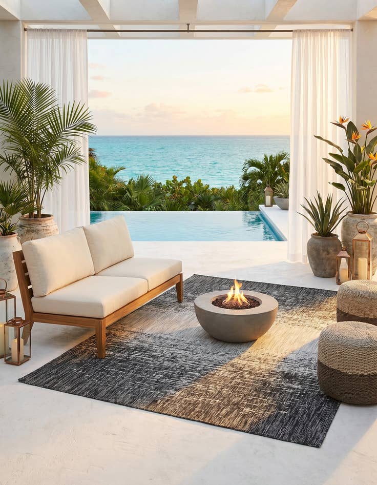 Detail image of 5' 3 x 8' Easy-Clean Modern Indoor / Outdoor Rug