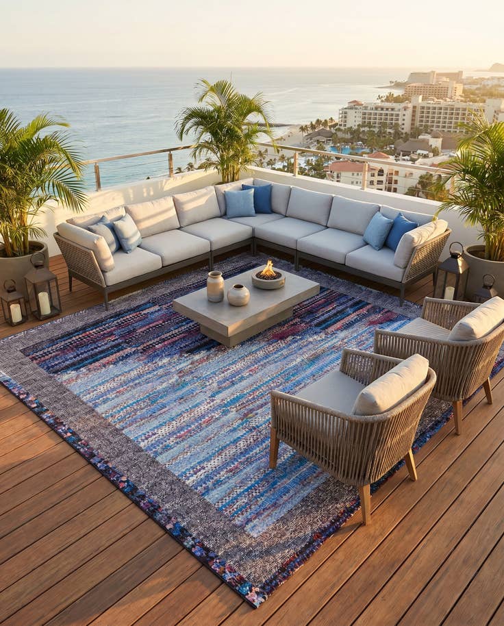 Detail image of 10' x 10' Easy-Clean Modern Indoor / Outdoor Square Rug