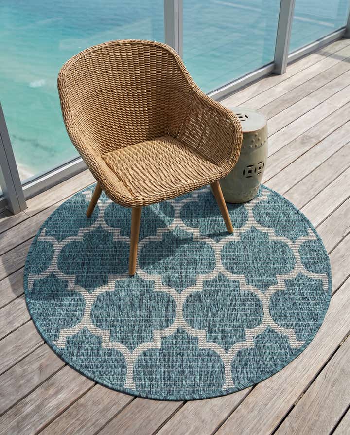 3' x 3' Easy-Clean Lattice Indoor / Outdoor Round Rug