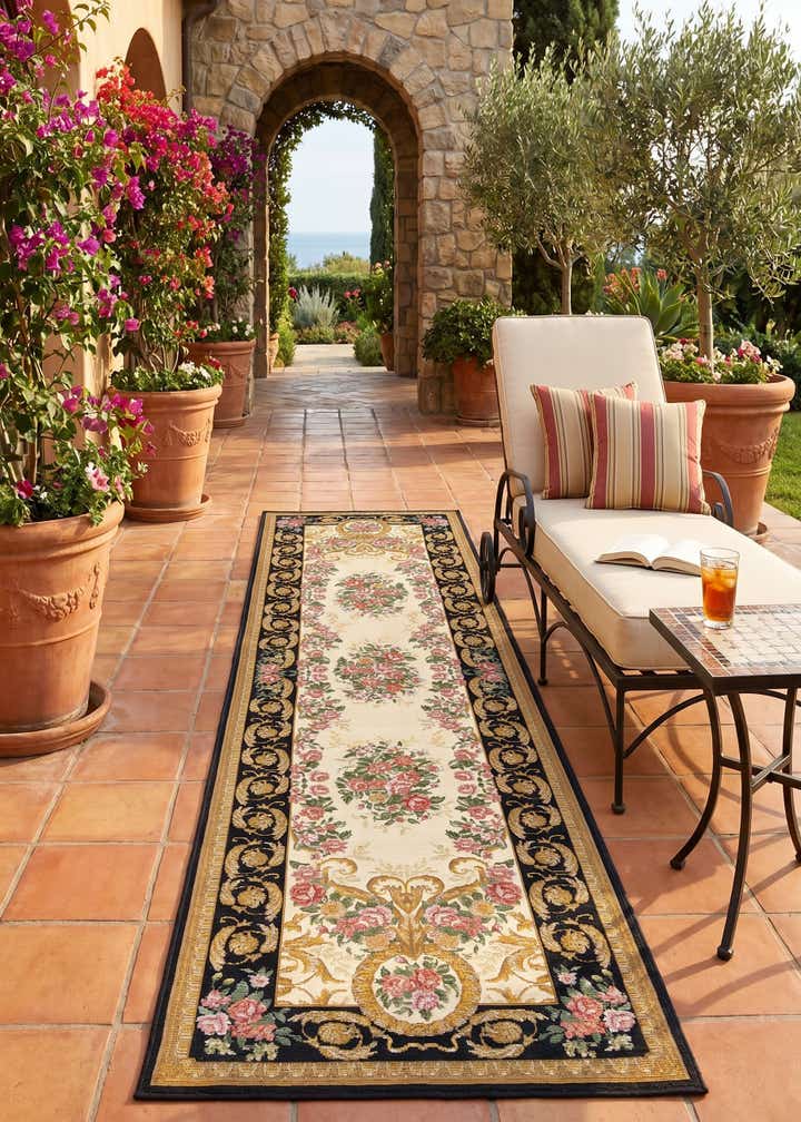 2' 7 x 10' Easy-Clean Traditional Indoor / Outdoor Runner Rug