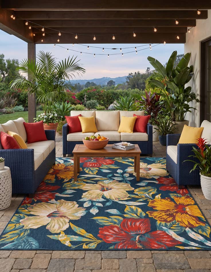 Detail image of 9' x 12' Easy-Clean Coastal Indoor / Outdoor Rug