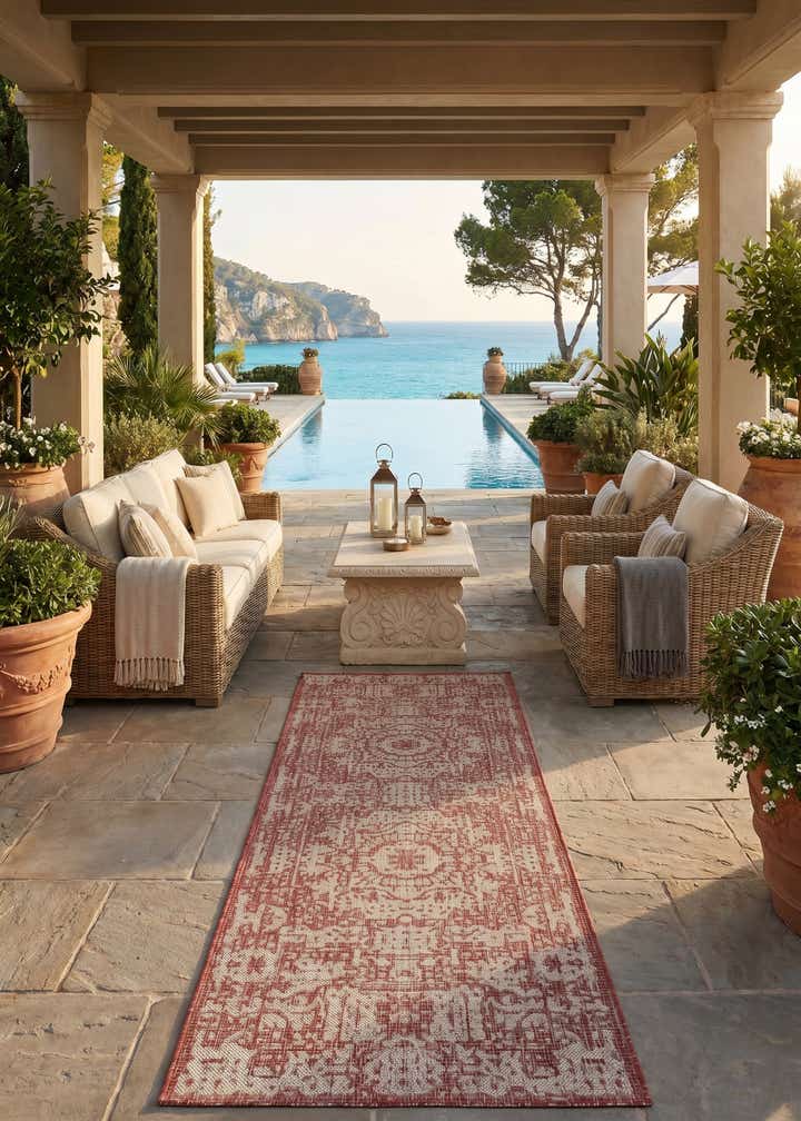 2' 7 x 10' Easy-Clean Traditional Indoor / Outdoor Runner Rug